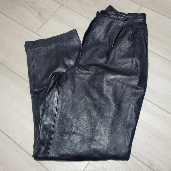 Rumors & Gossip Women's Vintage Leather High Waist Tapered Pants 26 Black Biker - Picture 1 of 8